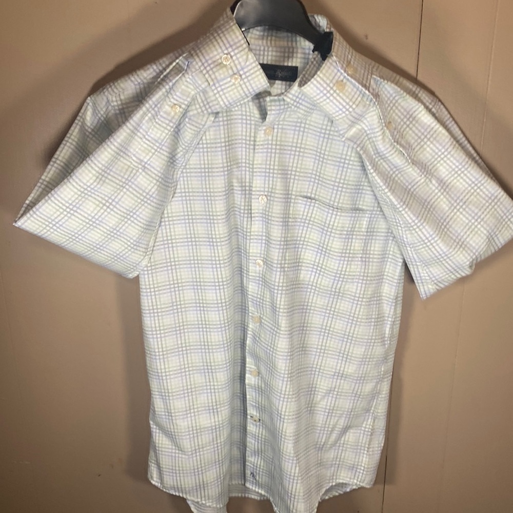 Kenneth Roberts Platinum Medium Green/Blue/White pattern Dress Shirt